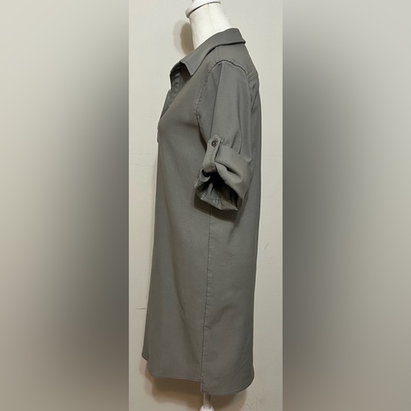 McCulley’s (Highlands, NC) roll tab sleeve collared shirt dress. Gray XS - Picture 5 of 16